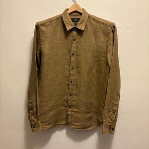 Banana Rebublic standard fit linen twill buttondown shirt in ochre
